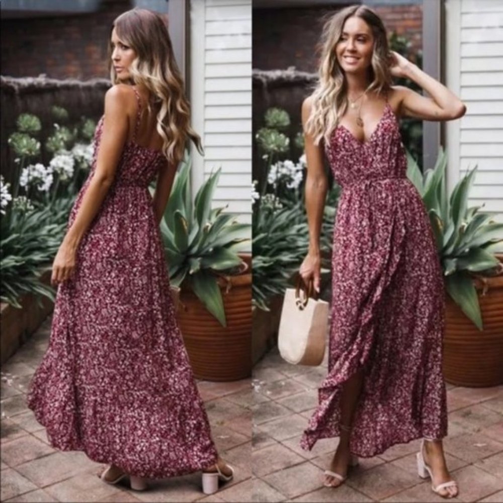 LAST FEW - Boho gypsy Floral print cami Maxi Dress - Picture 1 of 6